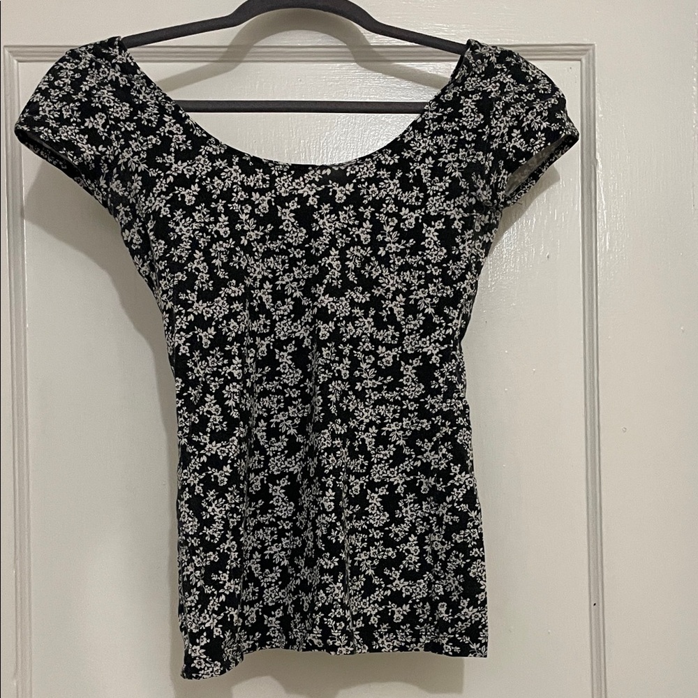 Garage Black and White Floral Blouse
